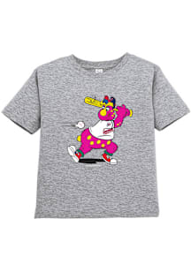 Slider  Soft As A Grape Cleveland Guardians Toddler Grey Mascot At Bat Short Sleeve T-Shirt
