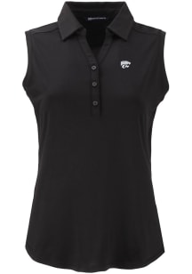 Womens K-State Wildcats Black Cutter and Buck Forge Eco Polo Shirt