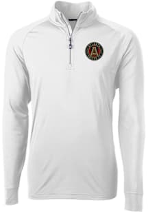 Cutter and Buck Atlanta United FC Mens White Adapt Eco Knit Long Sleeve Qtr Zip Pullover