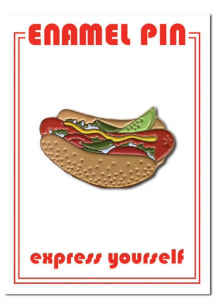 Chicago Souvenir Hot Dog Enamel Pin - Brown