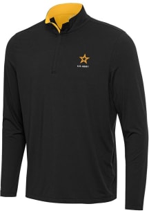 Antigua Army Mens Black Content Long Sleeve Qtr Zip Pullover