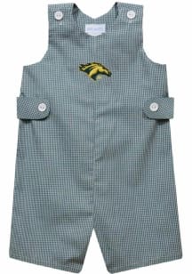 Vive La Fete Cal Poly Mustangs Baby Green Gingham Overalls