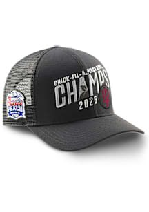 Nike Indiana Hoosiers 2026 Peach Bowl Champs Rise Trucker Adjustable Hat - Black