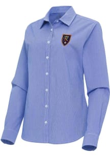 Antigua Real Salt Lake Womens Porter Long Sleeve Blue Dress Shirt