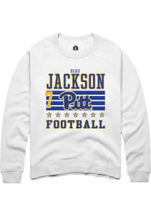 Beau Jackson Rally Mens White Pitt Panthers NIL Striped Player Crew