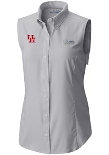 Columbia Houston Cougars Womens Grey Heat Seal Omni Wick Tamiami Polo Shirt
