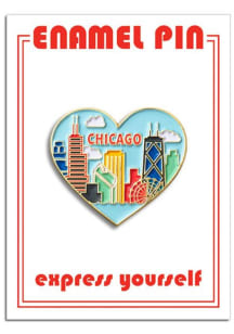 Chicago Souvenir Skyline Heart Pin