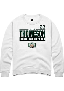 Jalen Thomeson Ohio Bobcats Mens White Football NIL Stacked Box Player Crew
