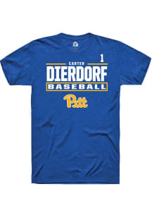 Carter Dierdorf Rally Mens Blue Pitt Panthers NIL Stacked Box Player T Shirt