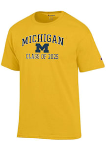 Champion Michigan Wolverines Gold Class of 2025 Text Jersey Short Sleeve T Shirt