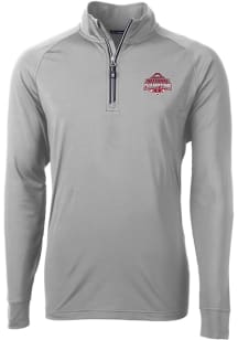 Mens Ohio State Buckeyes Grey Cutter and Buck 2024 Football National Champion Adapt Eco Knit Qtr..