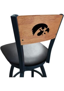 Black Iowa Hawkeyes Vinyl Seat Maple Back Swivel Pub Stool