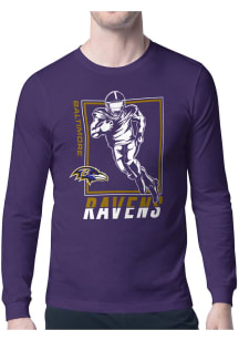 Starter Baltimore Ravens Purple Grid Long Sleeve T Shirt