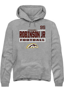 DeShawn Robinson Jr Western Michigan Broncos Mens Grey Football NIL Stacked Box Player Hood