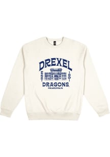 Mens Drexel Dragons Ivory Uscape Premium Heavyweight Crew Sweatshirt