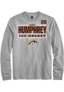 Ryan Humphrey Mens Grey Western Michigan Broncos NIL Stacked Box Long Sleeve Player T Shirt