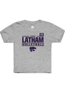 Lauren Latham Youth Grey K-State Wildcats NIL Stacked Box Short Sleeve Player T-Shirt