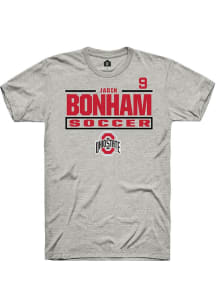 Jadin Bonham Rally Mens Ash Ohio State Buckeyes NIL Stacked Box Player T Shirt