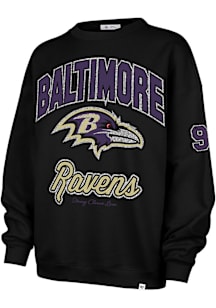 47 Baltimore Ravens Womens Black Stoney Clover Glitter Oversized Crew Sweatshirt
