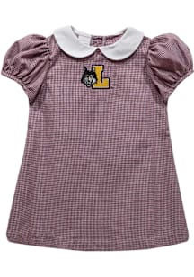 Vive La Fete Loyola Ramblers Toddler Girls Maroon Gingham Collar Short Sleeve Dress