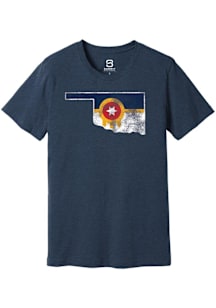 Summit Sportswear Tulsa Navy Blue State Shape Flag Short Sleeve Fashion T Shirt