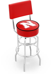 Black Nebraska Cornhuskers Double-Ring Swivel with Back Pub Stool