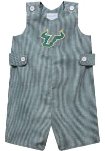 Vive La Fete South Florida Bulls Baby Green Gingham Overalls