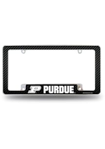 Purdue Boilermakers Carbon Fiber All Over Chrome License Plate Frame - Silver