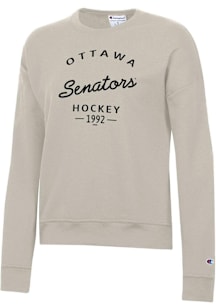 Champion Ottawa Senators Womens Oatmeal Arch Script Powerblend Crew Sweatshirt