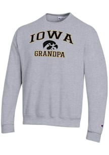 Champion Iowa Hawkeyes Mens Grey Grandpa Powerblend Long Sleeve Crew Sweatshirt