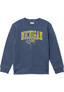Michigan Wolverines Girls Blue Team Script Long Sleeve Sweatshirt