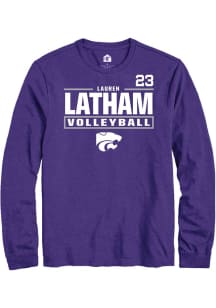 Lauren Latham Mens Purple K-State Wildcats NIL Stacked Box Long Sleeve Player T Shirt