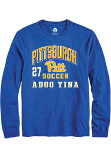Adoo Yina Mens Blue Pitt Panthers NIL Arch Logo Long Sleeve Player T Shirt