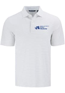 Mens Drexel Dragons White Cutter and Buck Fine Line Short Sleeve Polo Shirt
