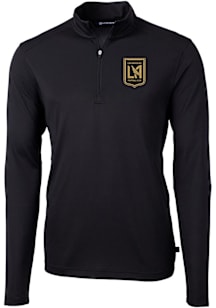 Cutter and Buck Los Angeles FC Mens Black Virtue Eco Pique Long Sleeve Qtr Zip Pullover