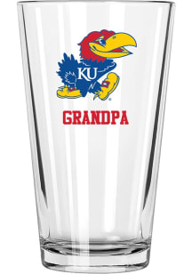 Kansas Jayhawks Grandpa 16 oz Pint Glass - White
