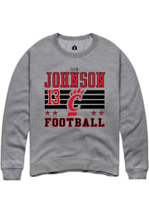 Zion Johnson Cincinnati Bearcats Mens Grey Football NIL Striped Player Crew