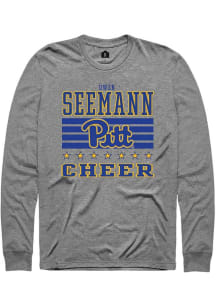 Owen Seemann Mens Grey Pitt Panthers NIL Striped Long Sleeve Player T Shirt