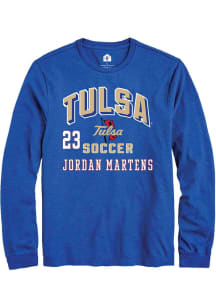 Jordan Martens Mens Blue Tulsa Golden Hurricane NIL Arch Logo Long Sleeve Player T Shirt
