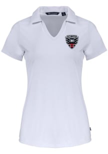 Cutter and Buck DC United Womens White Daybreak V Neck Short Sleeve Polo Shirt