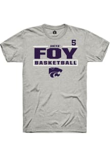 Aniya’ Foy Rally Mens Ash K-State Wildcats NIL Stacked Box Player T Shirt