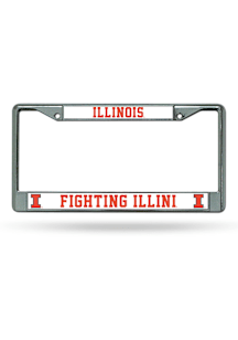 Illinois Fighting Illini Premium Chrome License Plate Frame - Silver