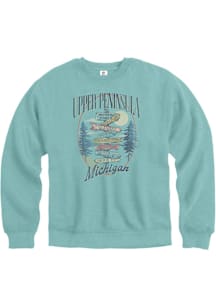 Michigan Mens Teal Upper Peninsula Long Sleeve Crew Sweatshirt