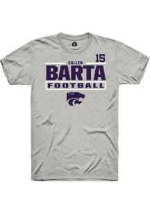 Callen Barta Rally Mens Ash K-State Wildcats NIL Stacked Box Player T Shirt