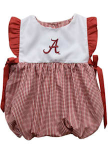 Vive La Fete Alabama Crimson Tide Baby Girls Crimson Gingham Bubble Short Sleeve Dress