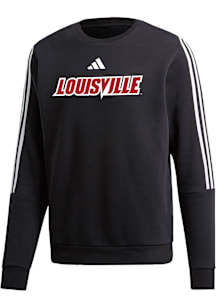 Adidas Louisville Cardinals Mens Black Fleece Long Sleeve Crew Sweatshirt
