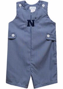Vive La Fete Navy Midshipmen Toddler Navy Blue Gingham Overalls