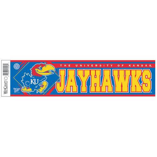 Kansas Jayhawks 3x12 Jayhawks Bumper Sticker - Blue