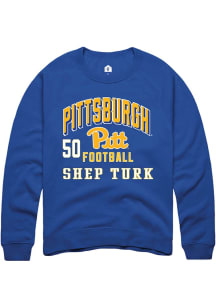 Shep Turk Rally Mens Blue Pitt Panthers NIL Arch Logo Player Crew