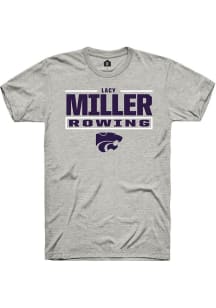 Lacy Miller Rally Mens Ash K-State Wildcats NIL Stacked Box Player T Shirt